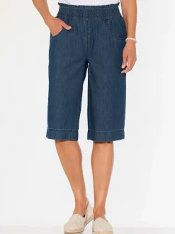 Bermuda en jean ceinture smockée
