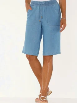 Bermuda en jean ceinture smockée