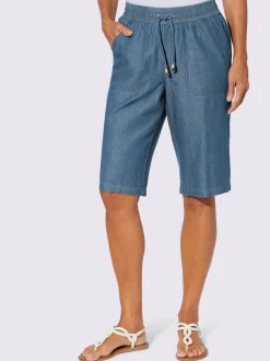 Bermuda en jean ceinture smockée