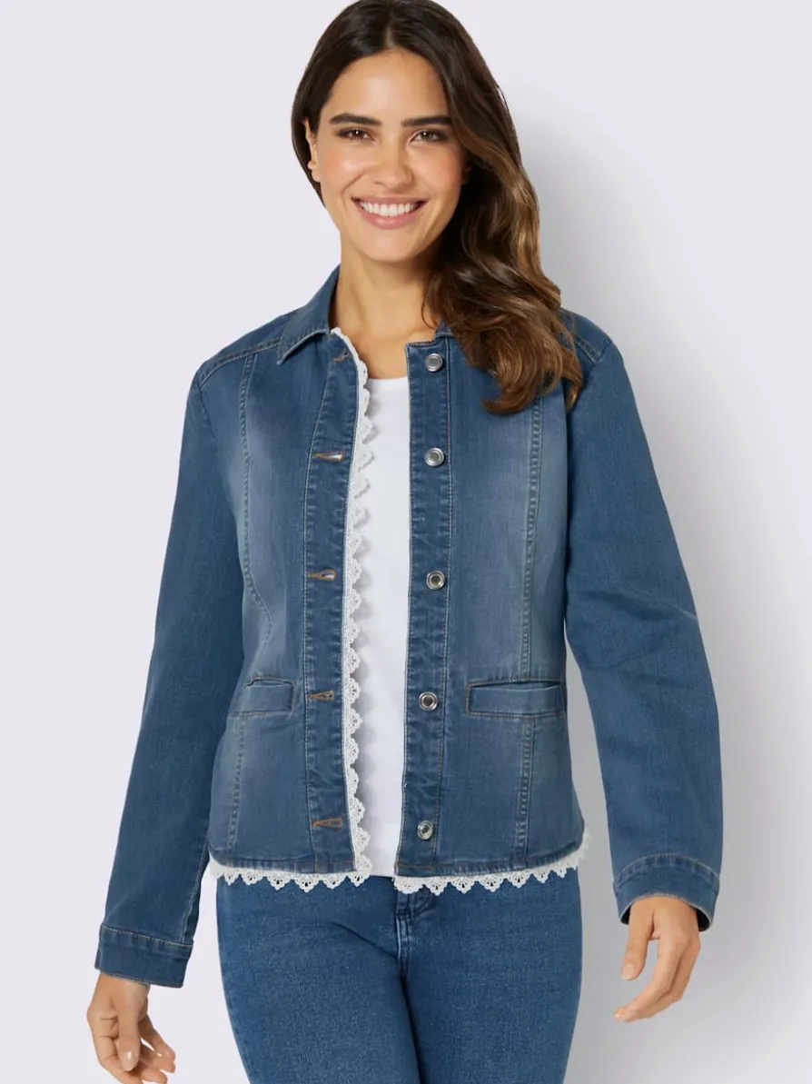 Blazer en jean détails élégants en dentelle