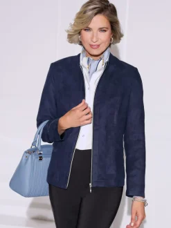Blazer élégant à glissière poches plaquées