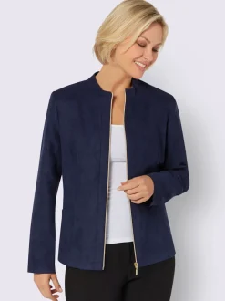 Blazer élégant à glissière poches plaquées