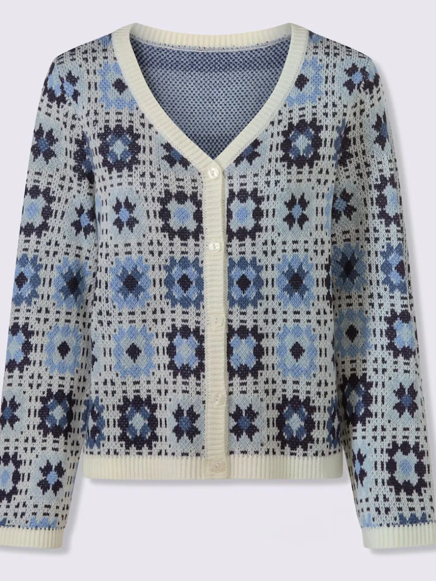 Cardigan tricot jacquard élégant