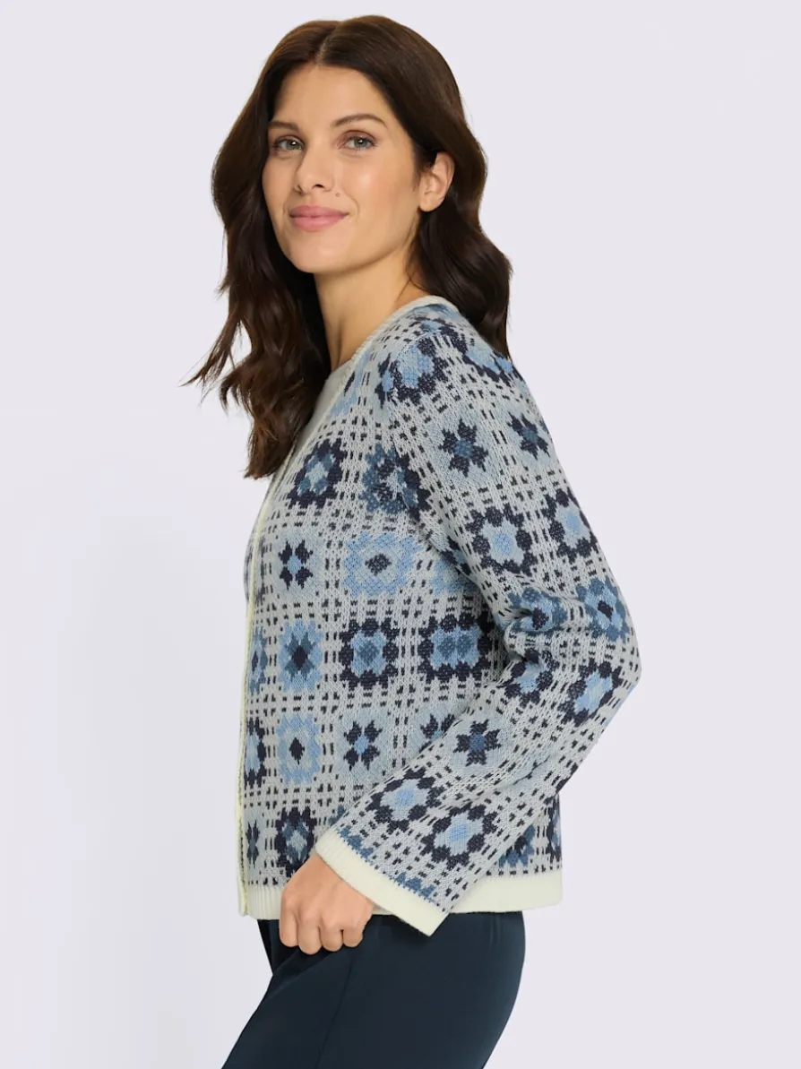 Cardigan tricot jacquard élégant