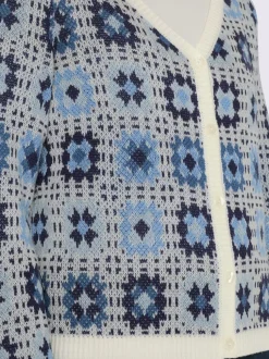 Cardigan tricot jacquard élégant