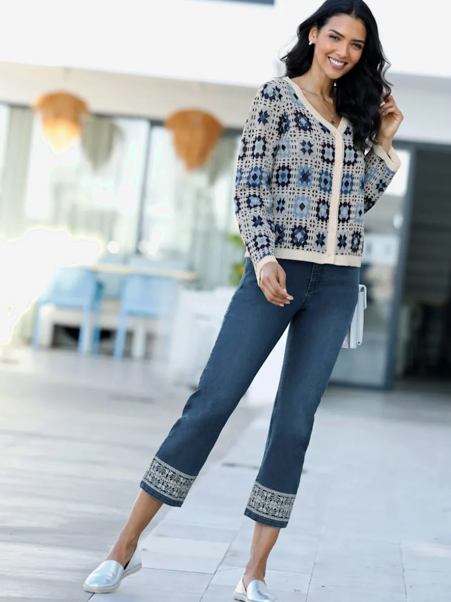 Cardigan tricot jacquard élégant