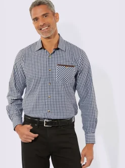 Chemise à carreaux finitions très contrastées