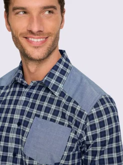Chemise à manches courtes empiècements contrastés tendance