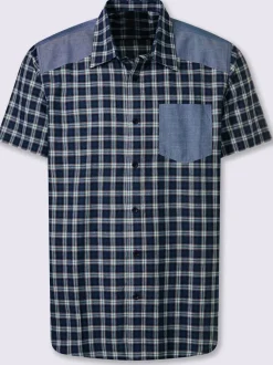 Chemise à manches courtes empiècements contrastés tendance