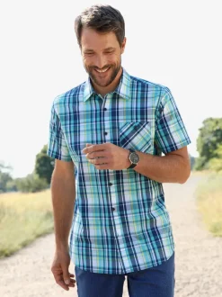 Chemise à manches courtes motifs en fils teintés