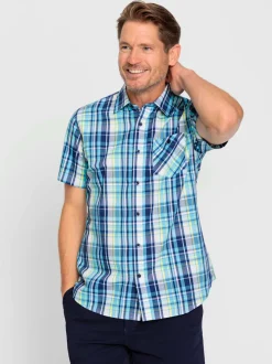 Chemise à manches courtes motifs en fils teintés