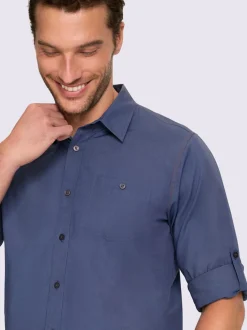 Chemise à manches longues poche poitrine boutonnée
