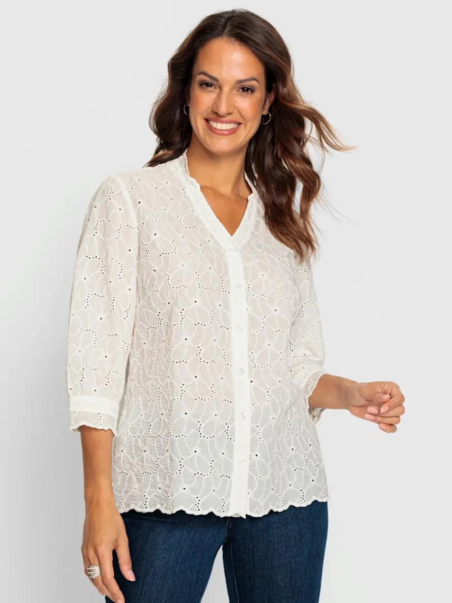 Chemisier en dentelle superbe broderie de madère