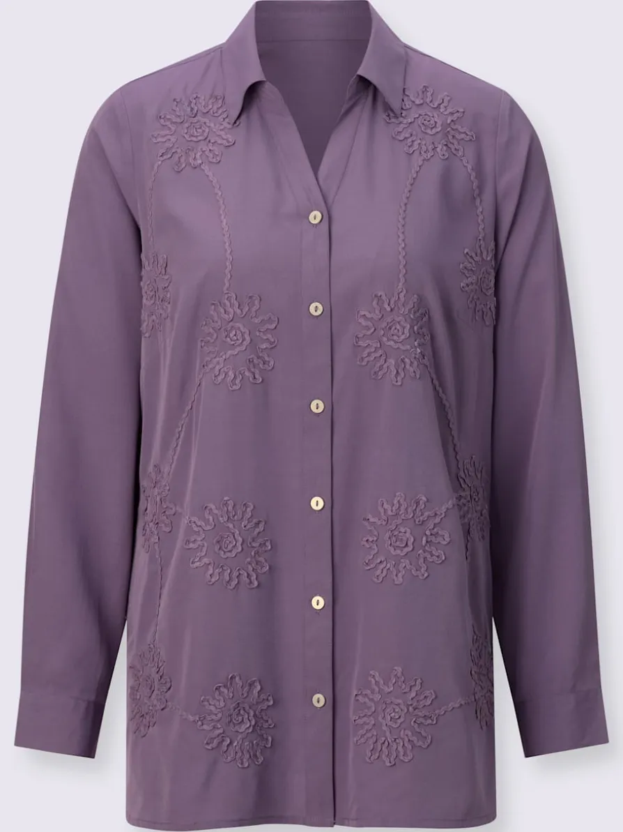 Chemisier long superbe broderie florale