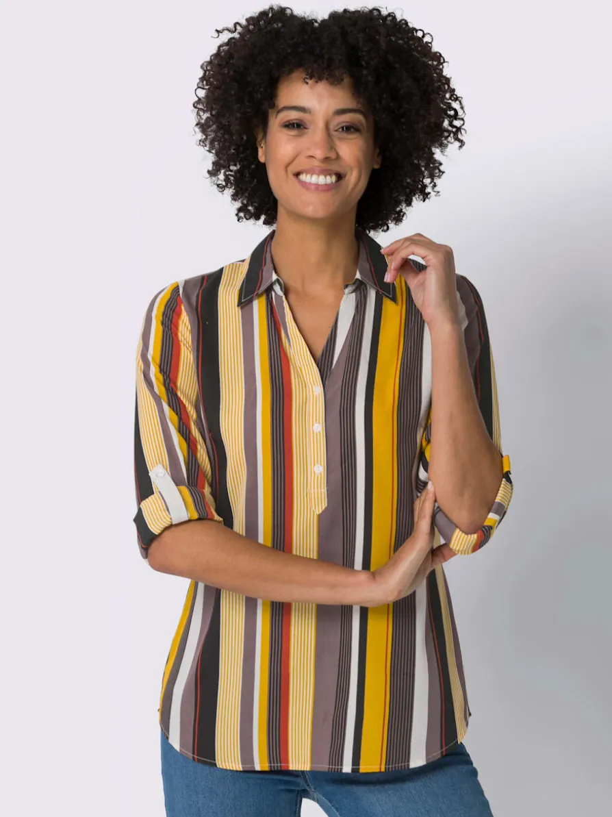 Chemisier rayé col chemise ouvert