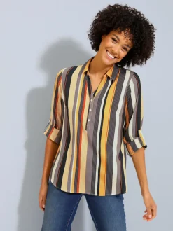 Chemisier rayé col chemise ouvert