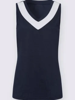 Débardeur femme col en v avec empiècement en tissu contrasté