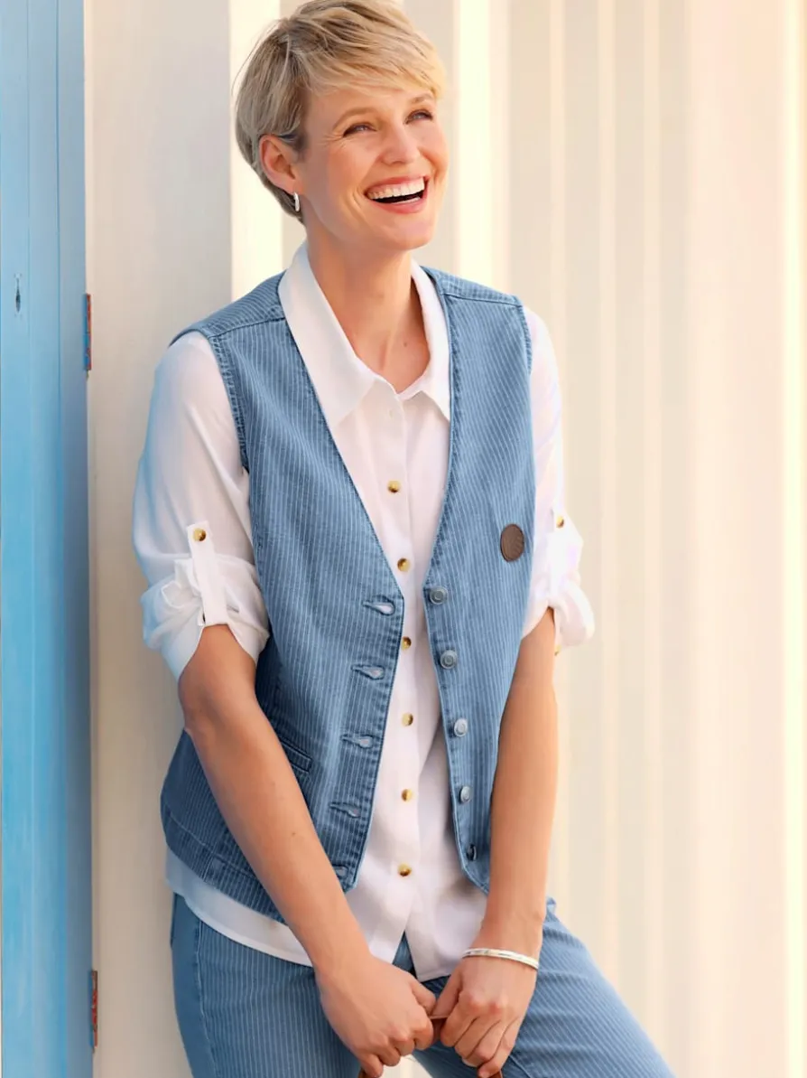 Gilet en jean denim doux