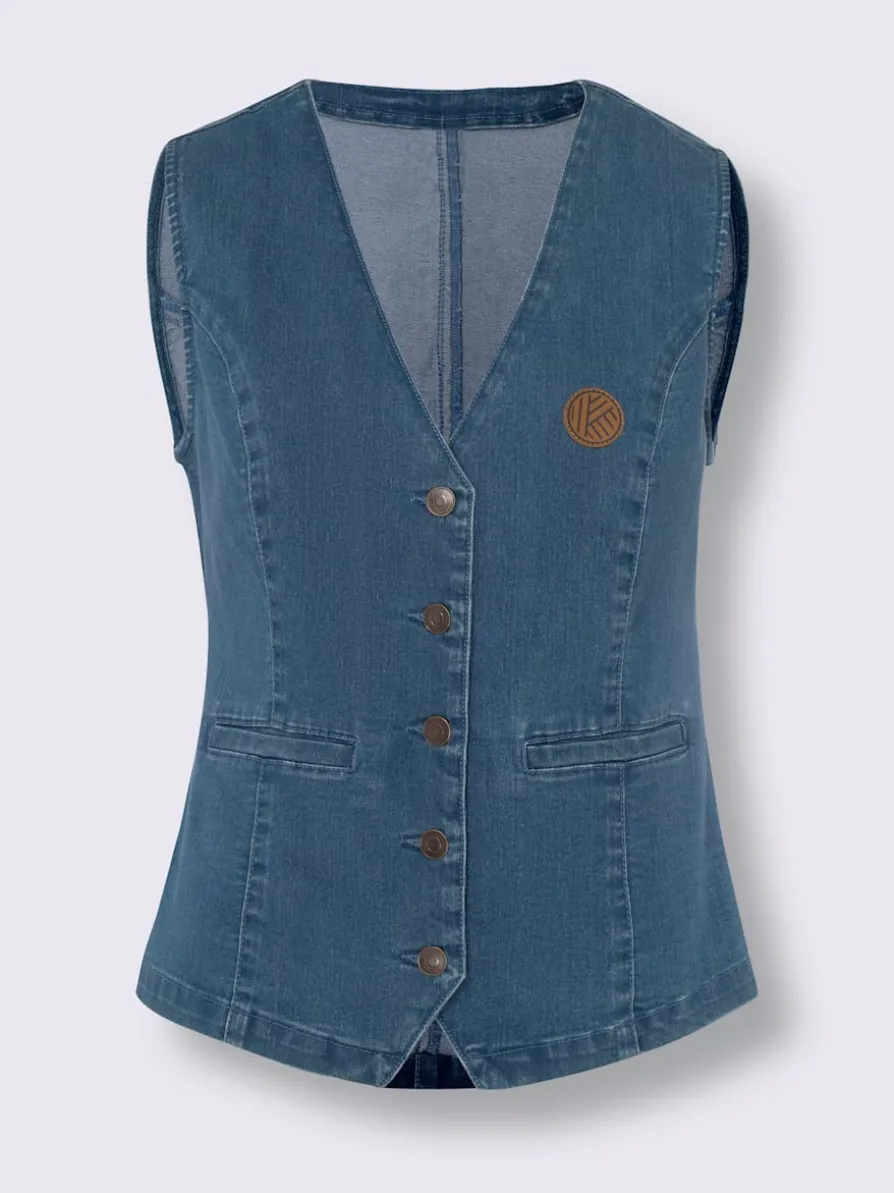 Gilet en jean poches raglan