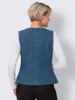 Gilet en jean poches raglan