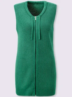 Gilet en tricot col avec coulisse et lien à nouer