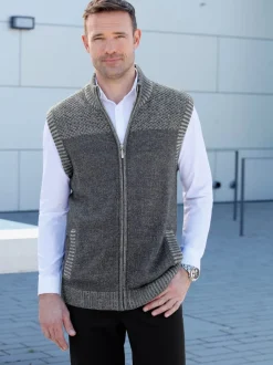 Gilet en tricot à glissière col montant