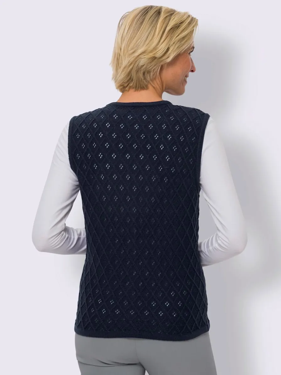 Gilet en tricot motif ajouré intégral