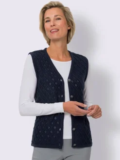 Gilet en tricot motif ajouré intégral