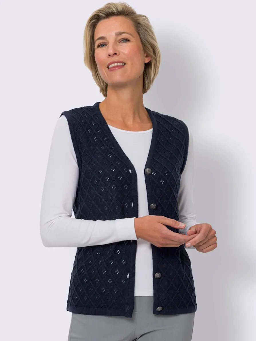 Gilet en tricot motif ajouré intégral