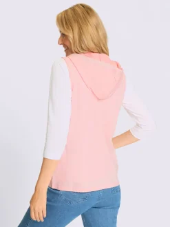 Gilet sweat capuche avec coulisse et lien à nouer