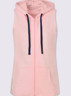 Gilet sweat capuche avec coulisse et lien à nouer