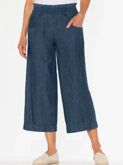 Jean 7/8 ceinture smockée