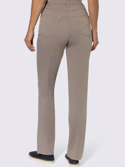 Jean taille haute avec coutures contrastantes