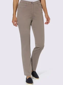 Jean taille haute avec coutures contrastantes