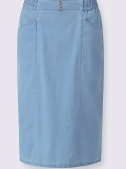 Jupe en jean poches en biais