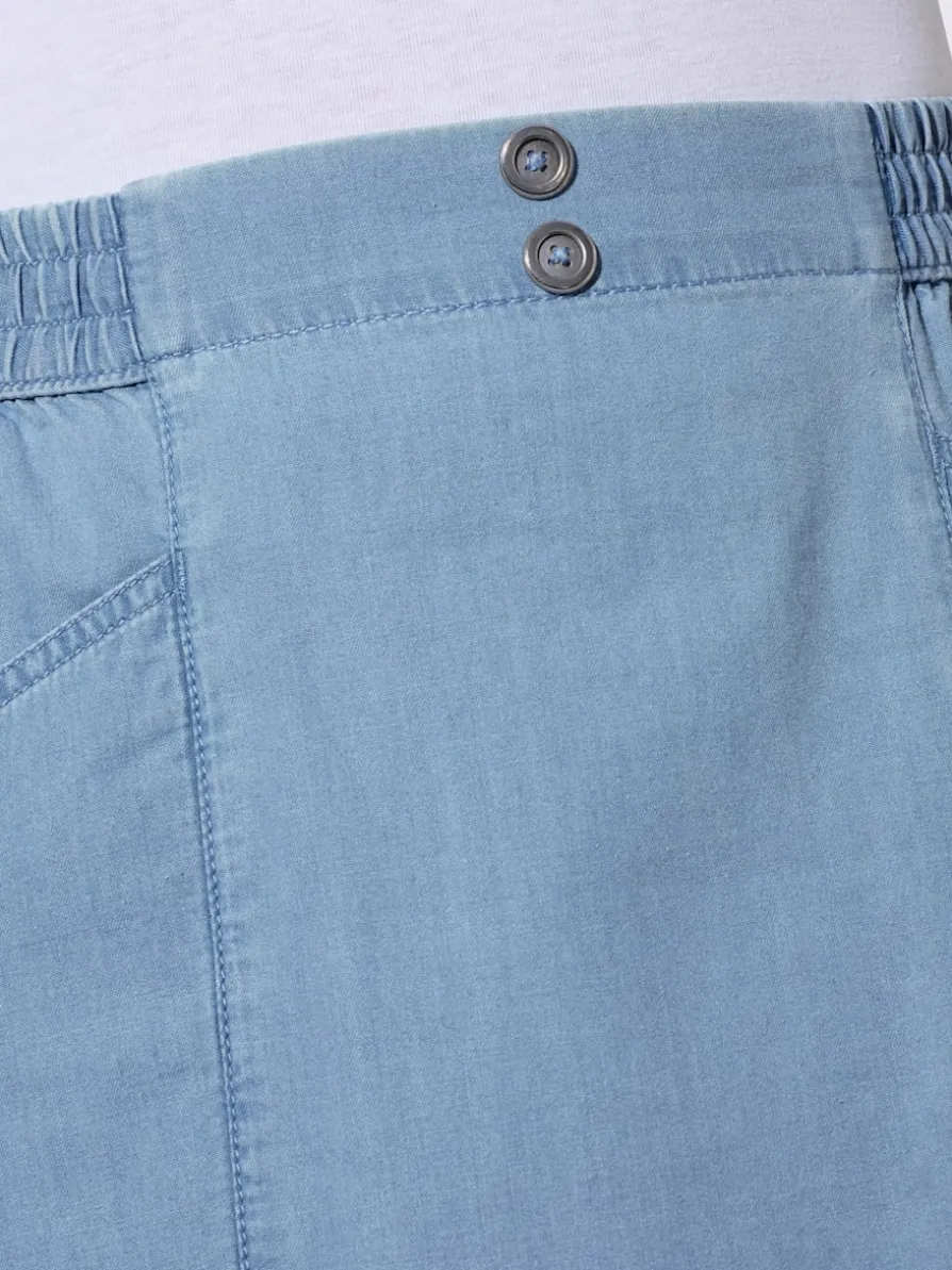 Jupe en jean poches en biais