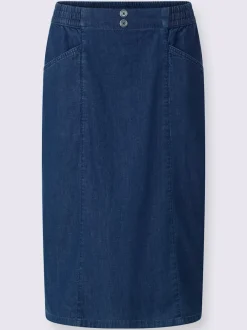 Jupe en jean poches en biais