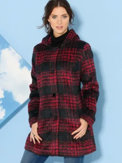 Manteau cintrée à carreaux avec capuche
