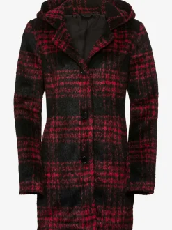 Manteau cintrée à carreaux avec capuche