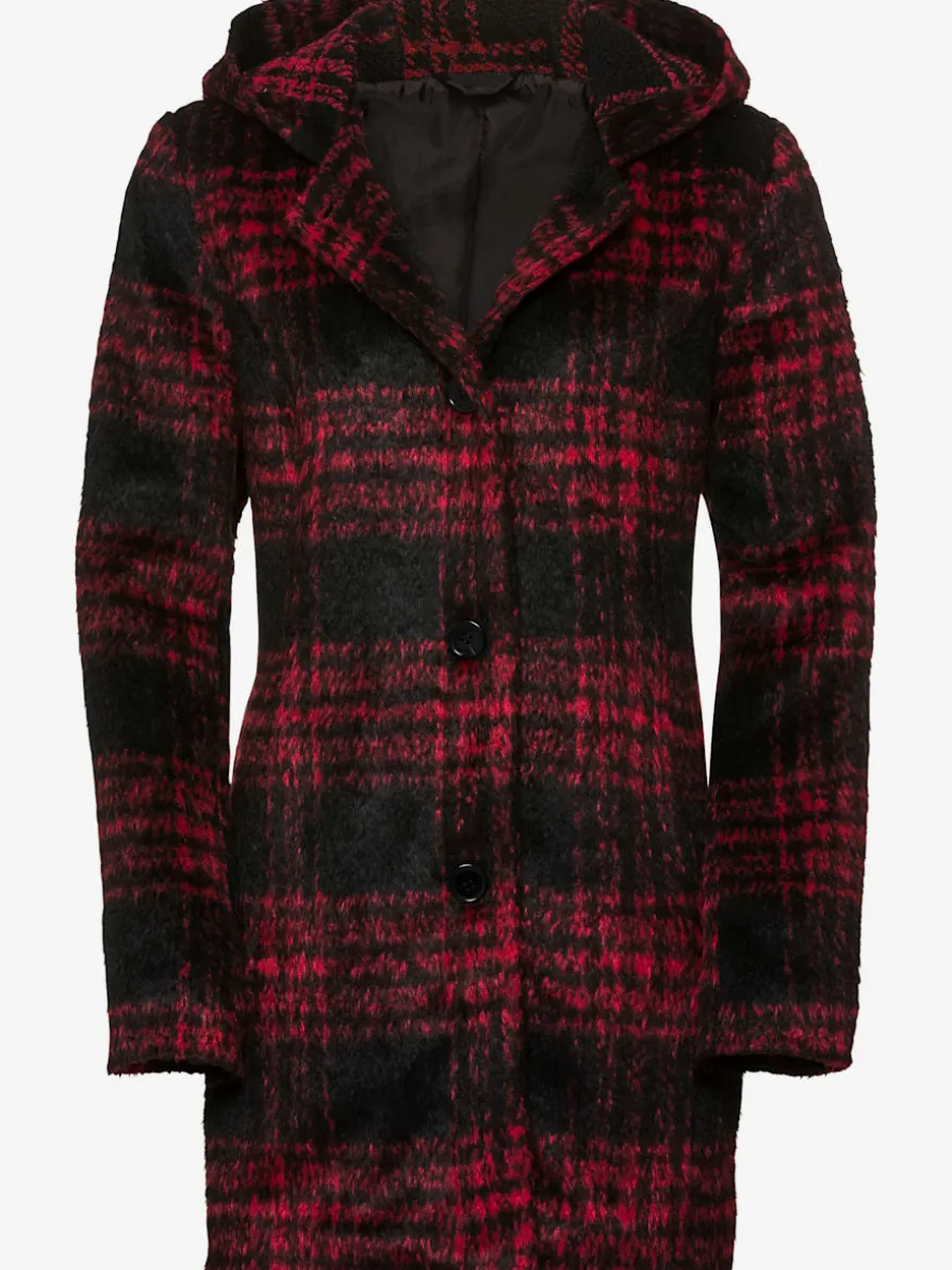 Manteau cintrée à carreaux avec capuche
