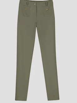 Pantalon boutons-pression couleur or