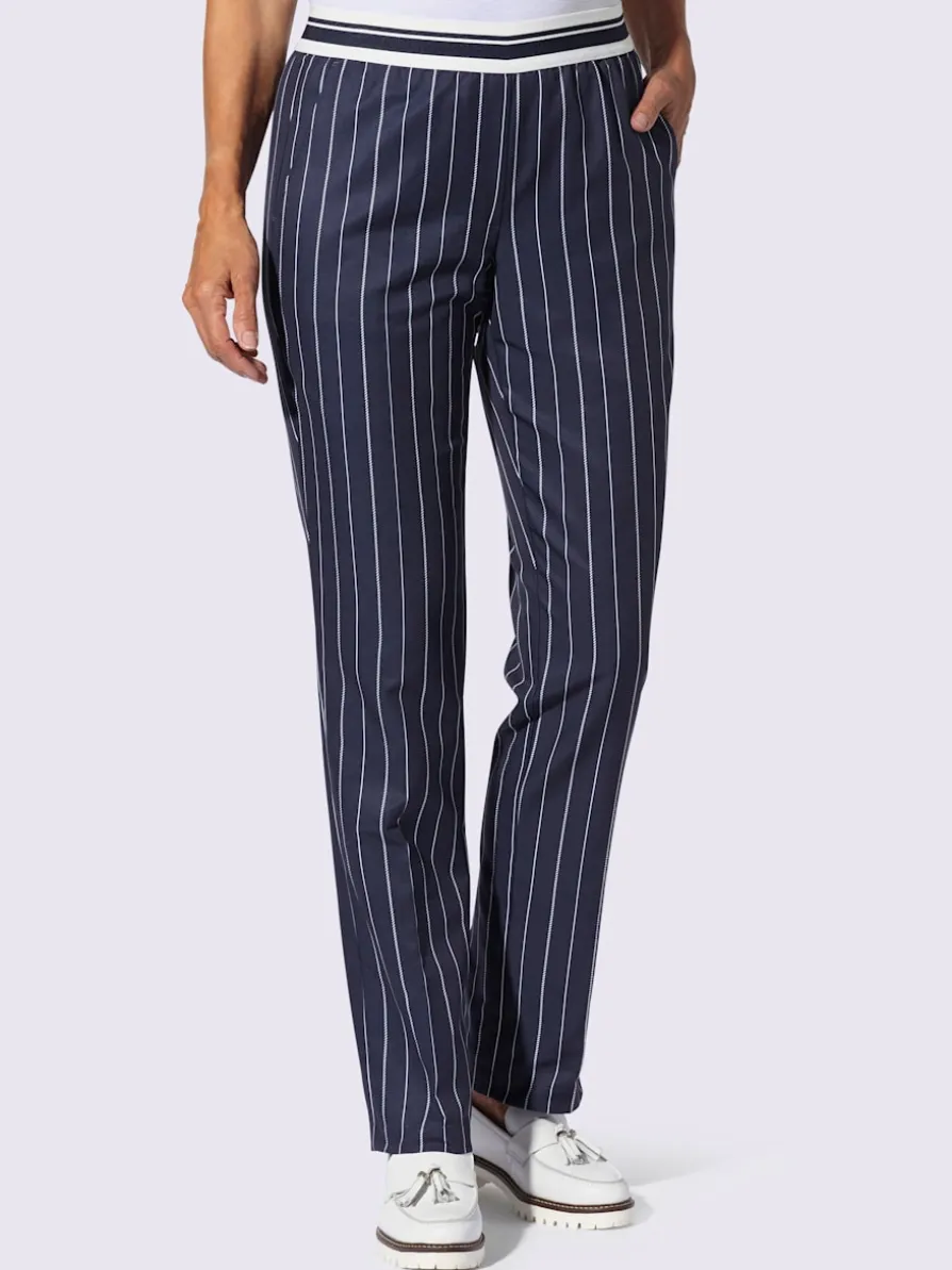 Pantalon ceinture élastique rayée