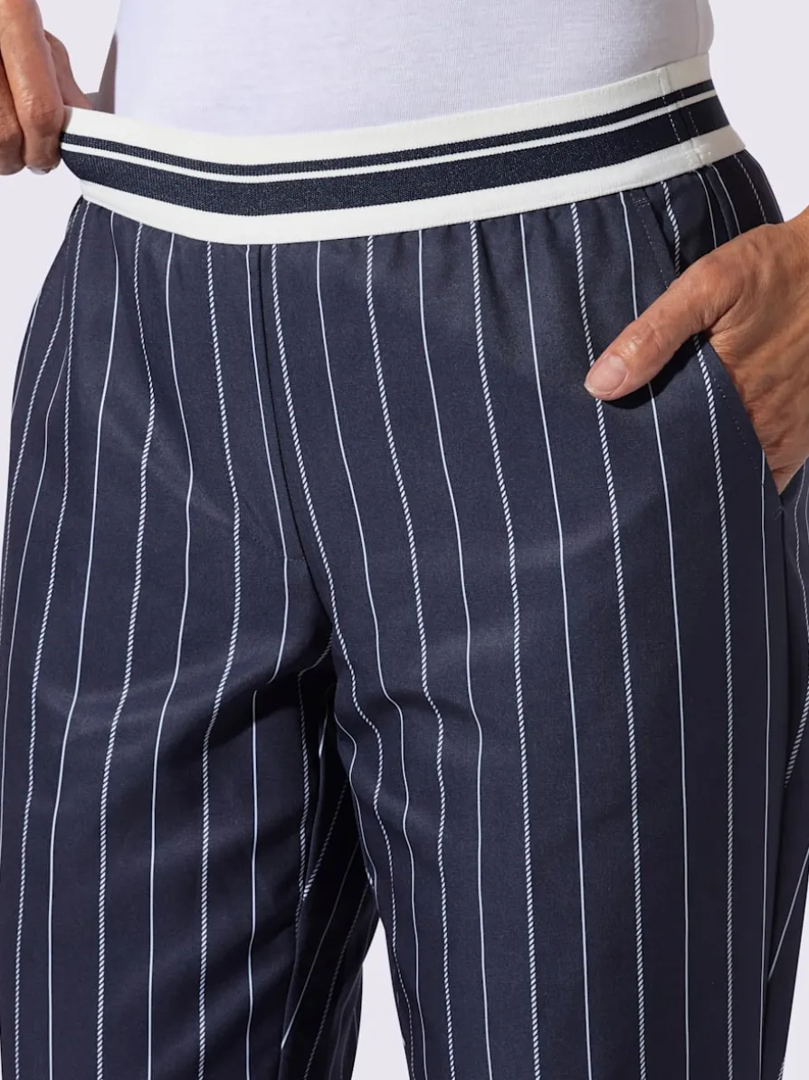 Pantalon ceinture élastique rayée