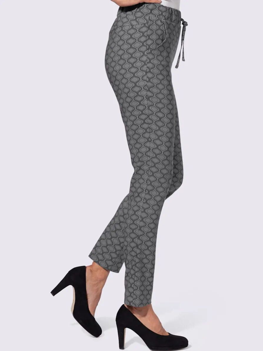 Pantalon en bengaline imprimé graphique