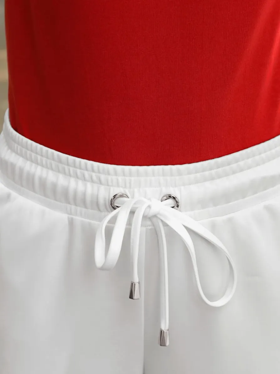 Pantalon en jersey ceinture élastique, coulisse et lien à nouer