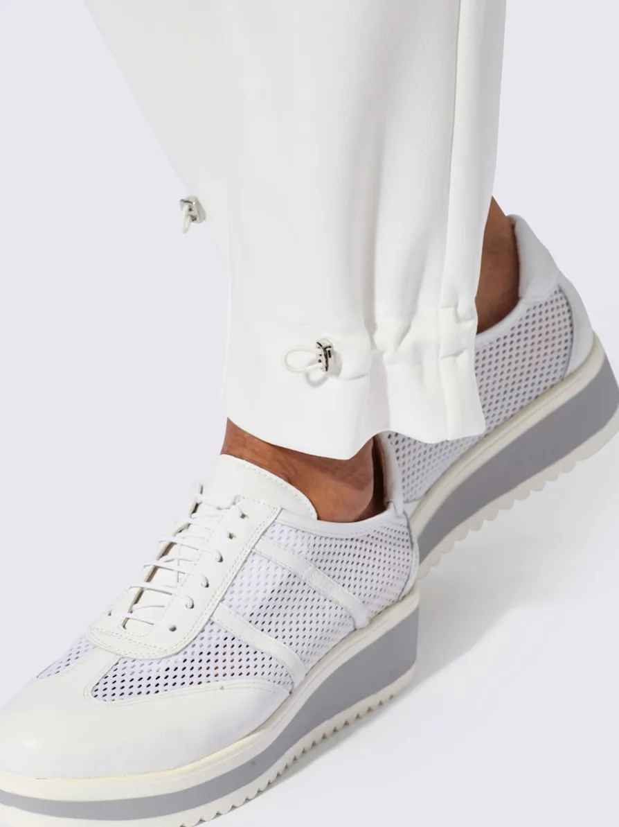 Pantalon en jersey ceinture élastique, coulisse et lien à nouer