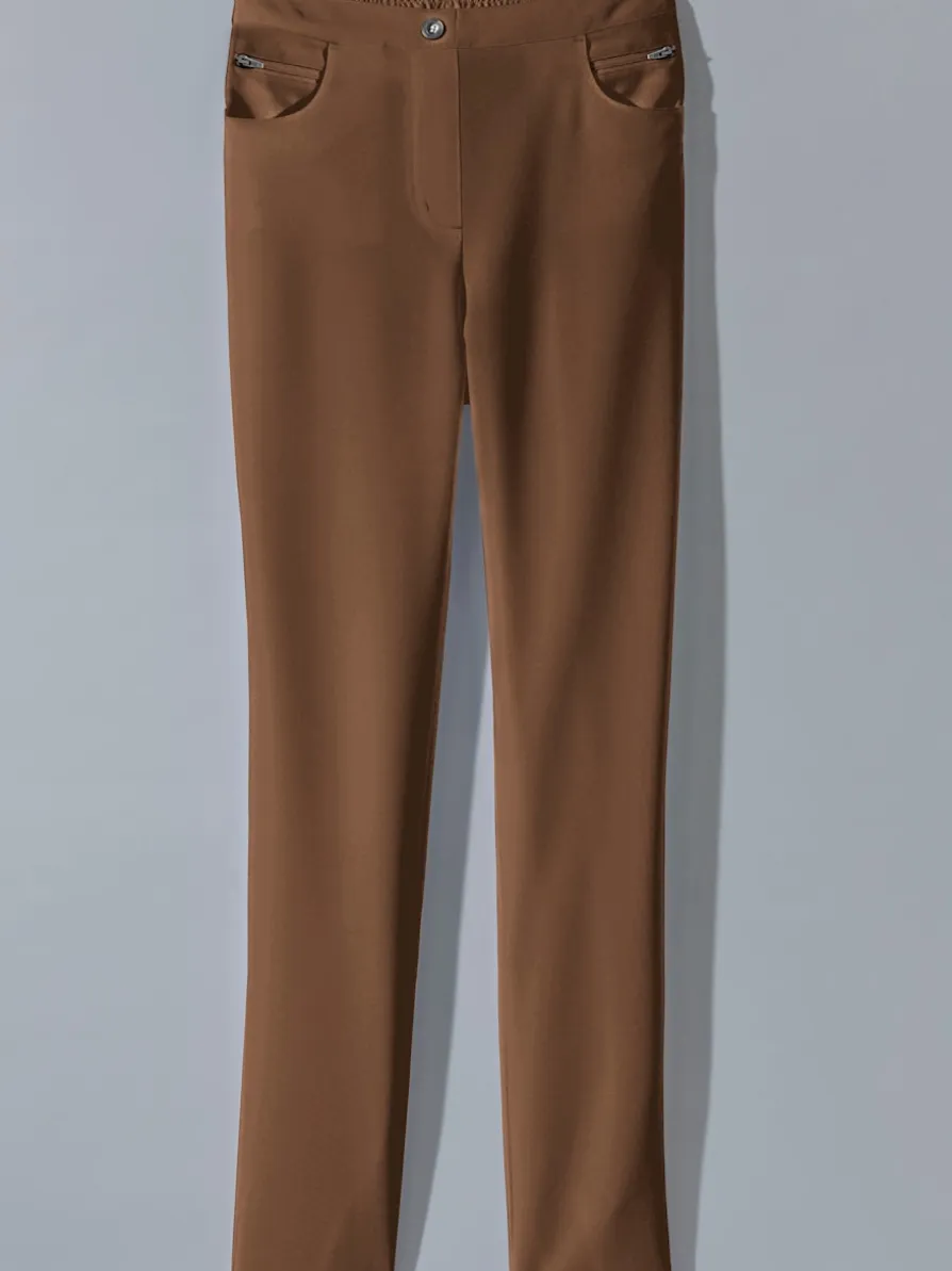 Pantalon extensible femme avec poches à glissière
