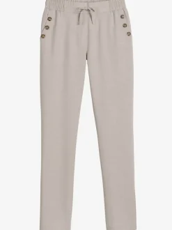 Pantalon texturé ceinture élastique à nouer poches latérales avec boutons