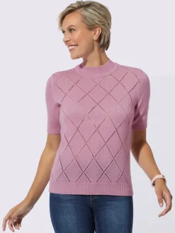 Pull ajouré joli motif tricoté ajouré devant et au dos