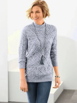 Pull chaud avec motifs losange tricotés